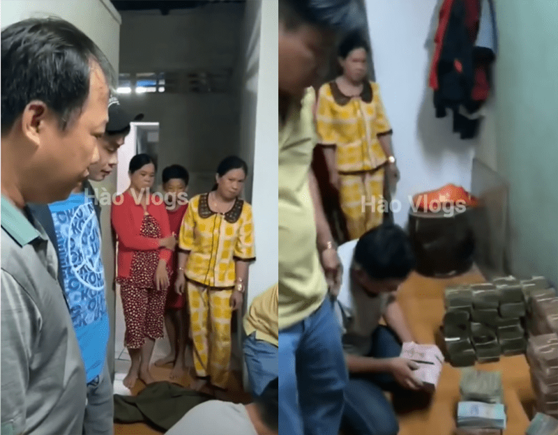  
Mọi người cũng tò mò đứng xem. (Ảnh: Chụp màn hình video Hào Vlogs)