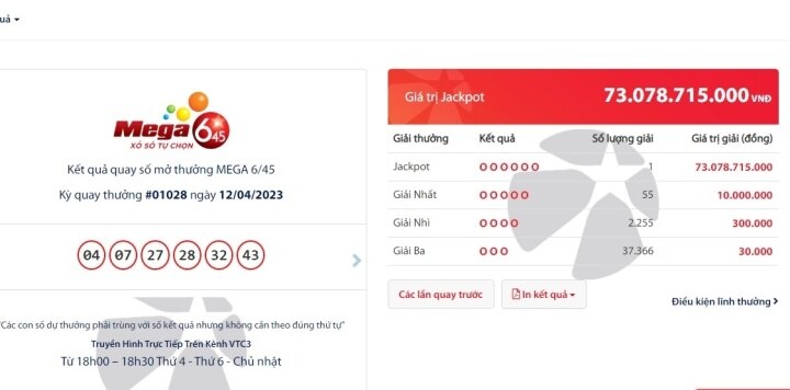 Một người trúng độc đắc hơn 73 tỷ đồng - 1